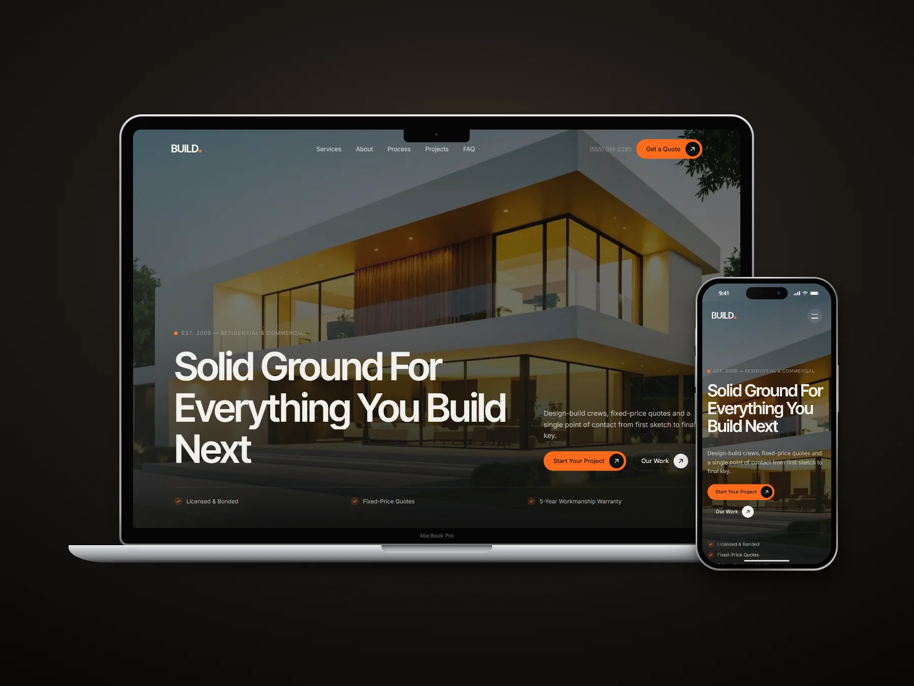 BUILD. website on a laptop and phone